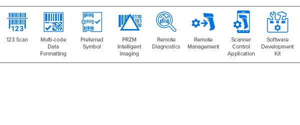 MP7000 Scanner Scale DNA Mobility Icons: 123Scan, Multi-Code Data Formatting, Preferred Symbol, PRZM Intelligent Imaging, Remote Diagnostics, Remote Management, Scanner Control Application, Software Development Kit (SDK)